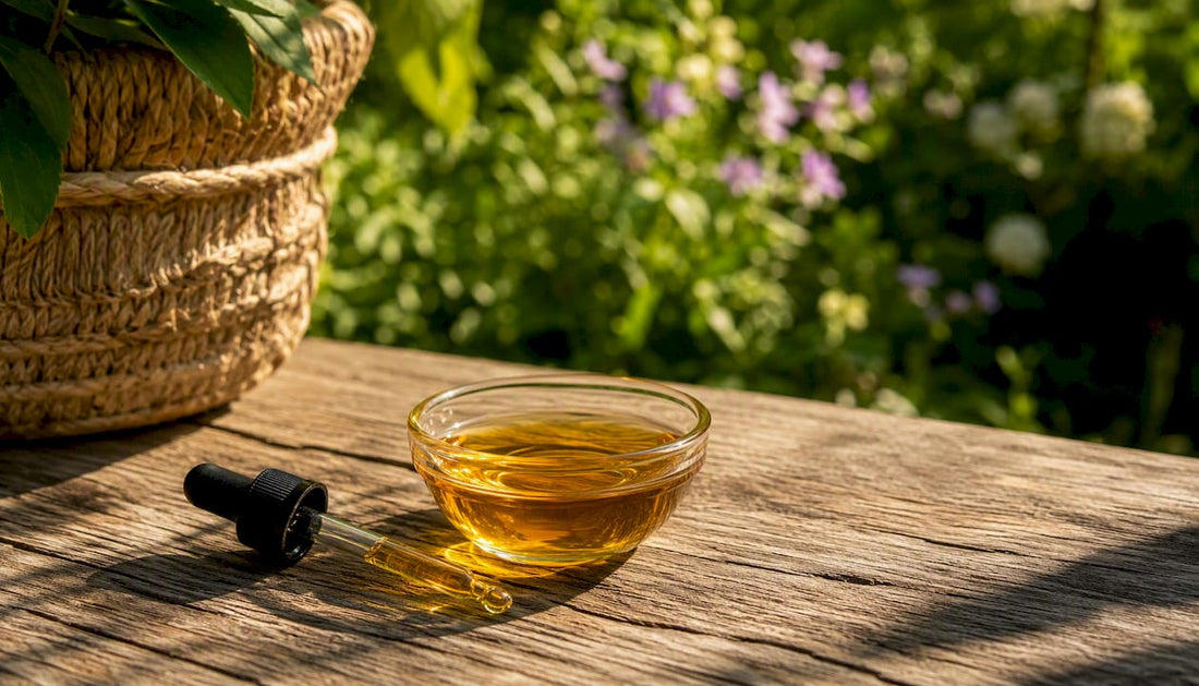 CBD oil dropper releasing oil