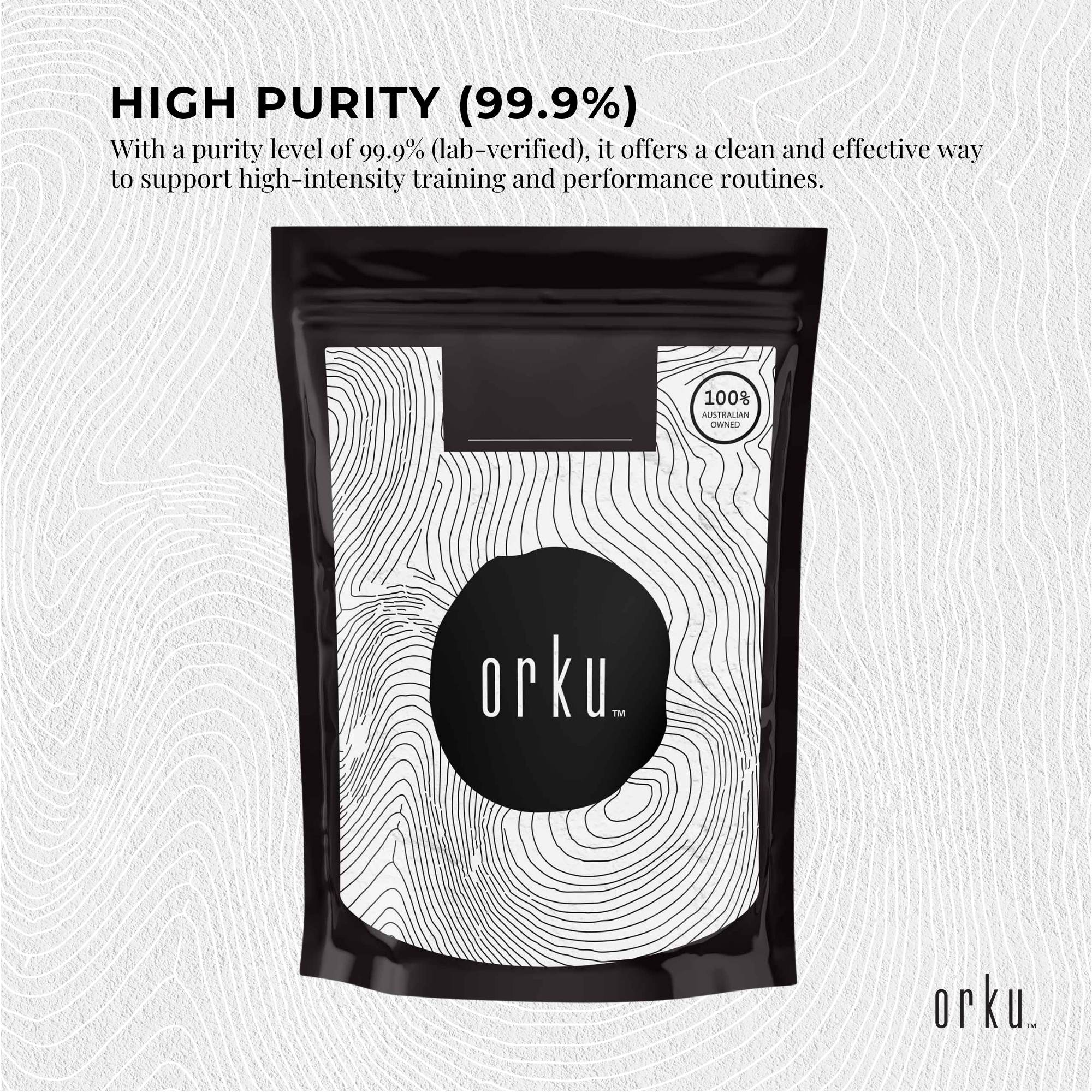 Orku Creatine Monohydrate Powder 200 Mesh Micronised 99.9% Pure